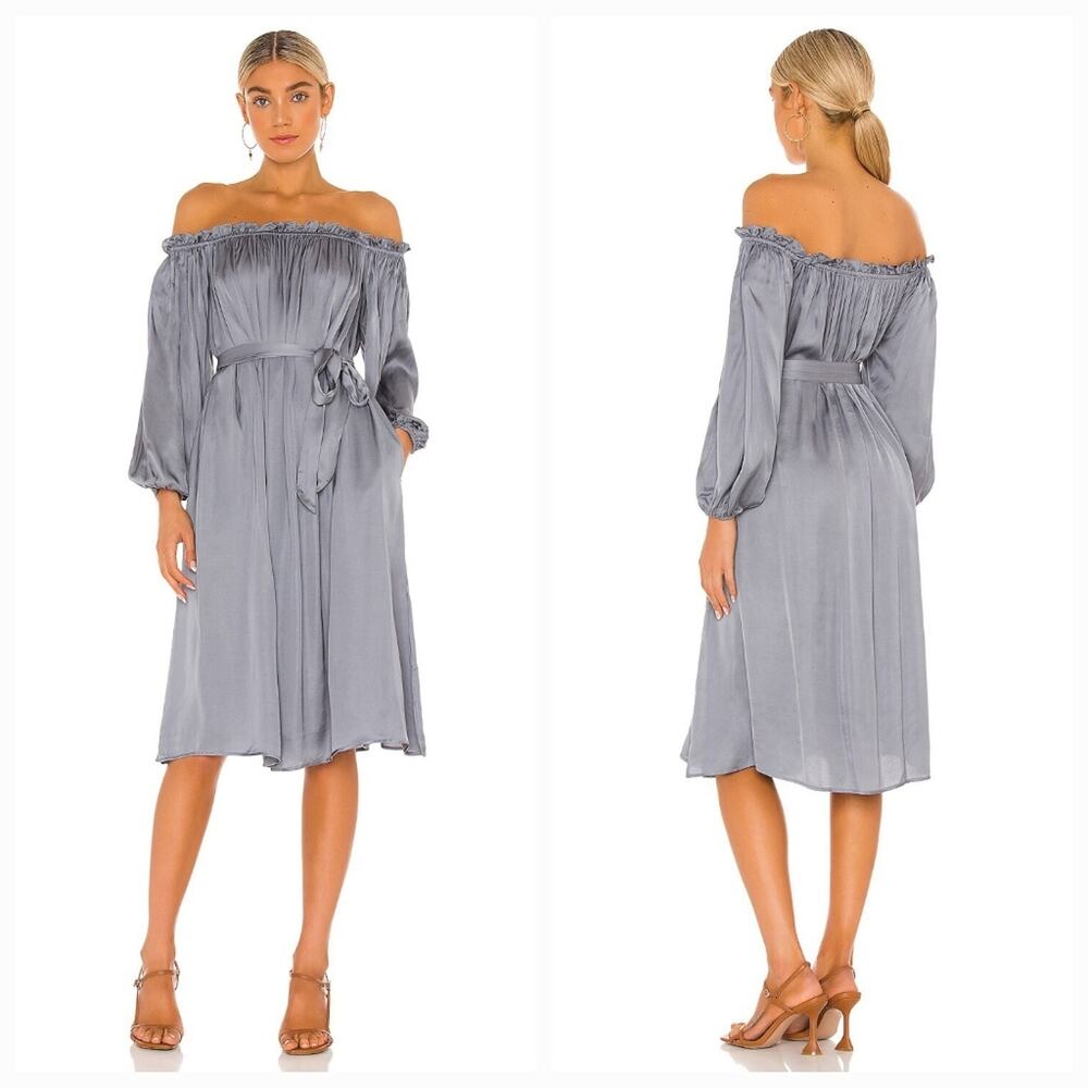 LPA Off Shoulder Lounge Dress in Gray Blue Large